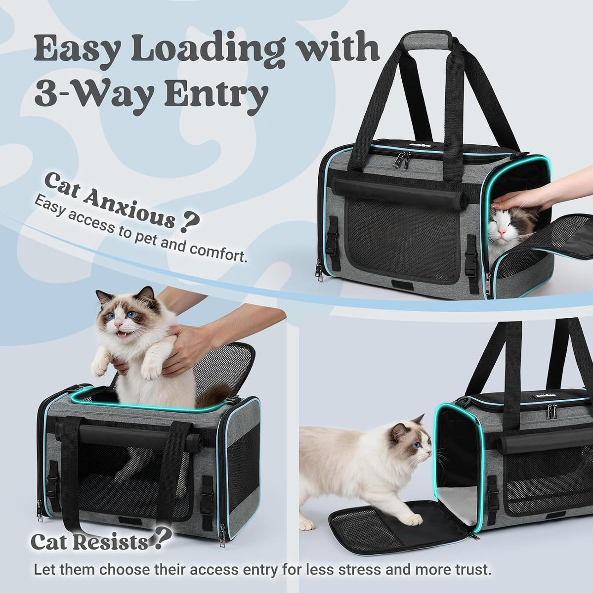 rabbitgoo Transportador de gatos suave con solapa enrollable, segur...