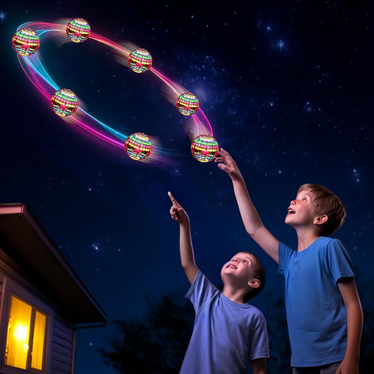 Ivtivfu Bola de orbe voladora (roja, actualizada en 2025) con luces...