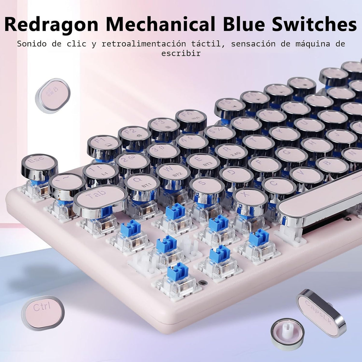 Redragon K710 Teclado Mecánico Inalámbrico Tipo Máquina de Escribir...