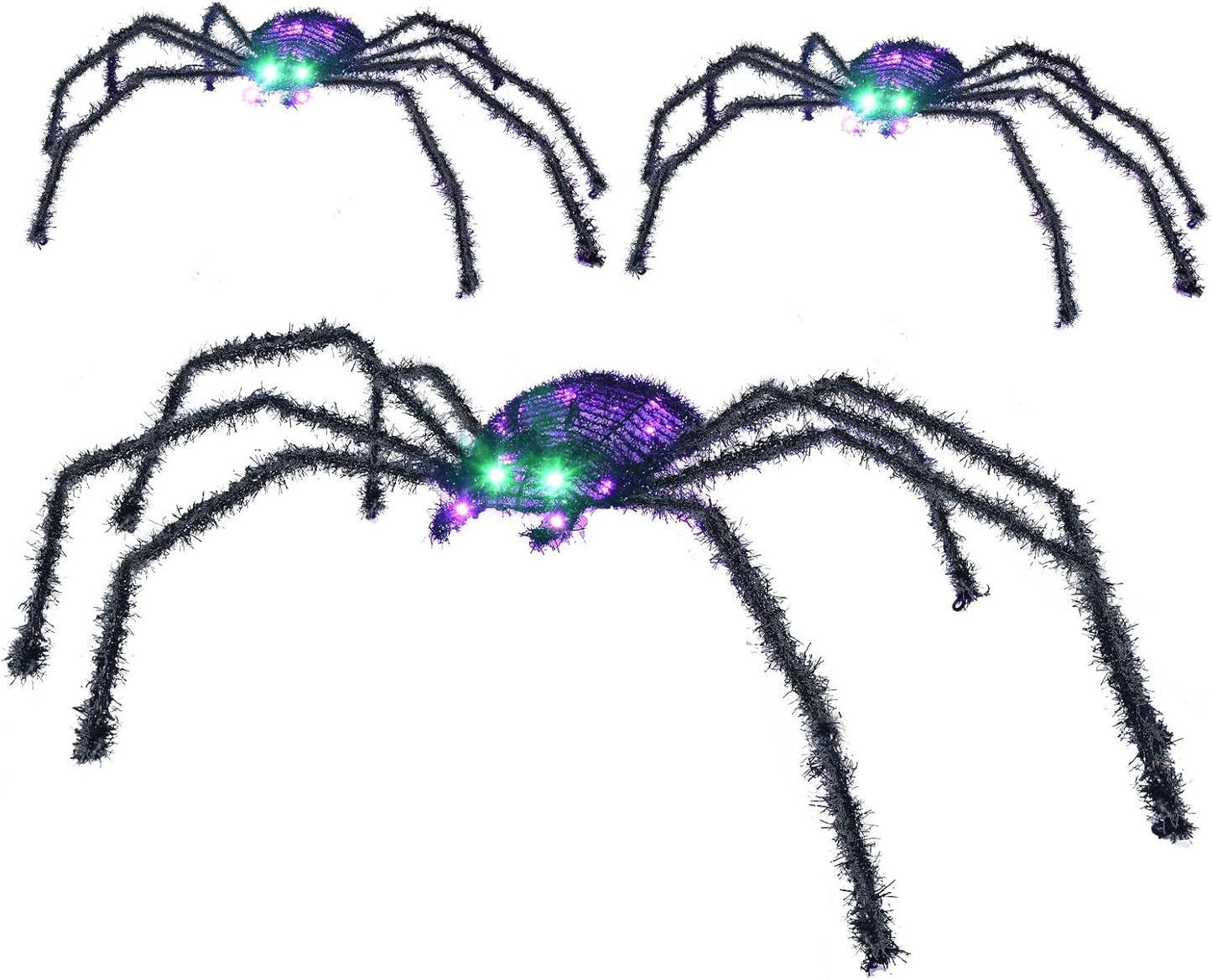 HOYECHI Araña de Halloween iluminada de 3 piezas, decoraciones navi...