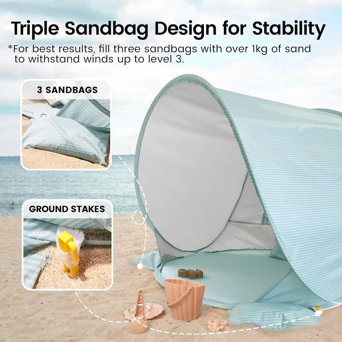 Tiny Land - Tienda de campaña de playa para bebé, con protección so...