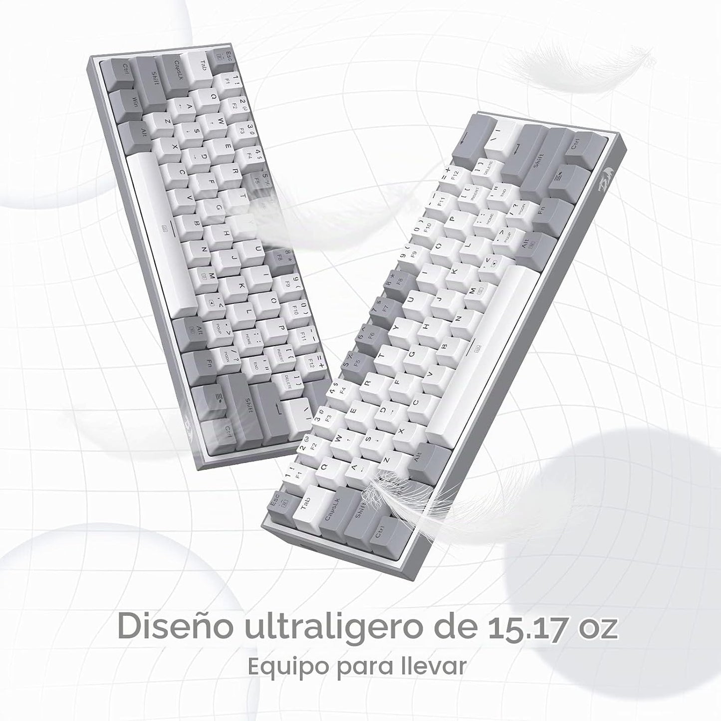 Redragon K617 Fizz - Teclado con cable para juegos RGB 60%, teclado...