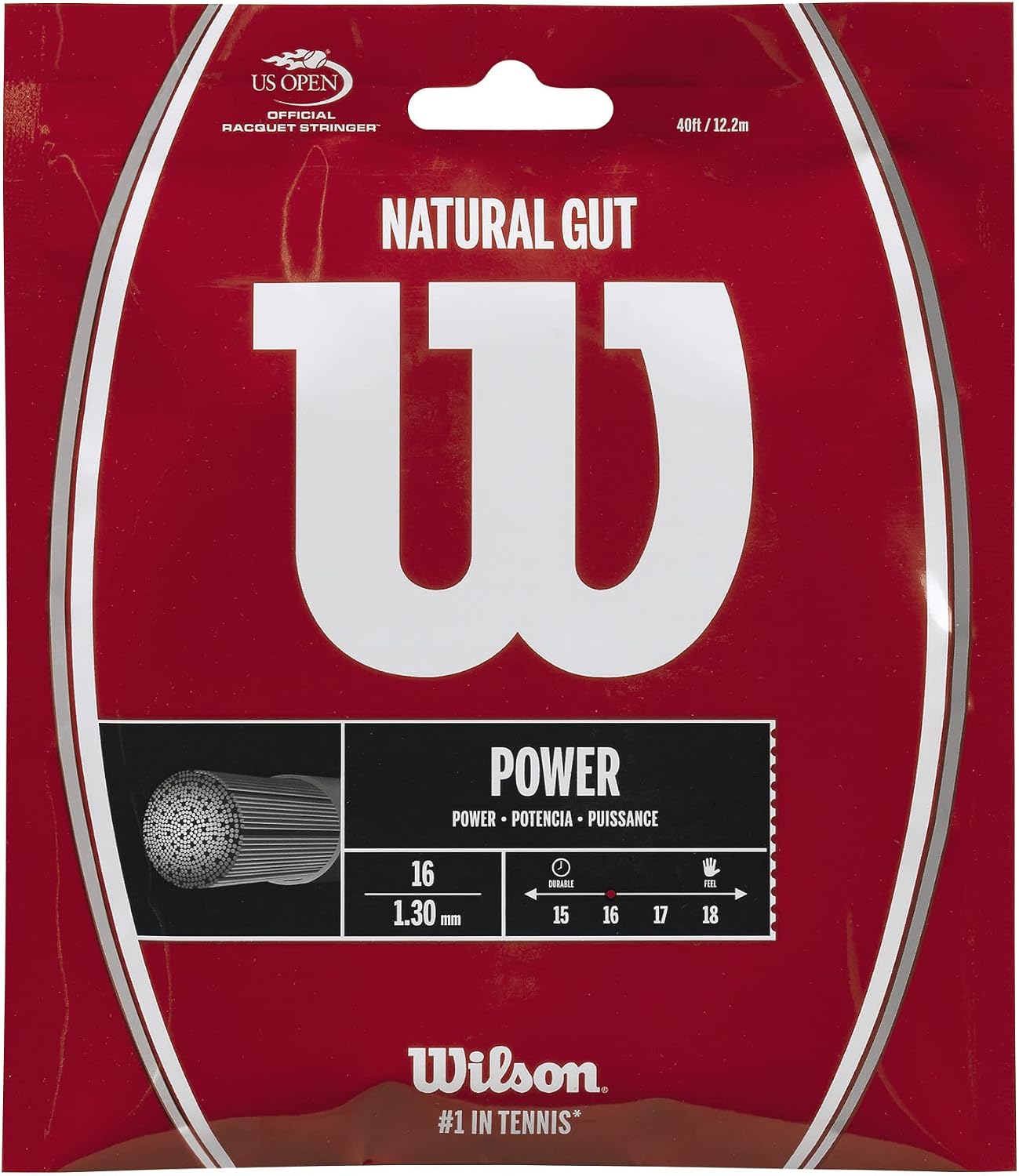WILSON Natural Gut - Juego de cuerdas de tenis, color blanco