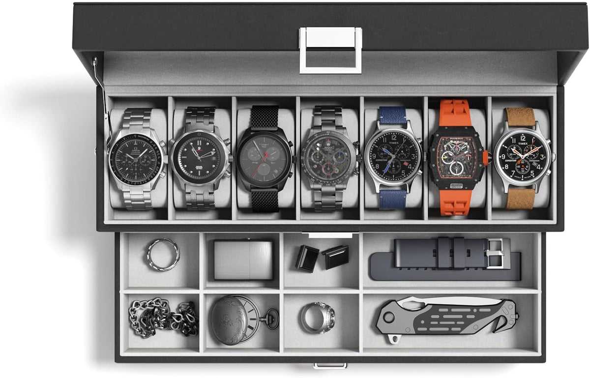 sensok Caja de reloj para hombre, organizador de almacenamiento de...