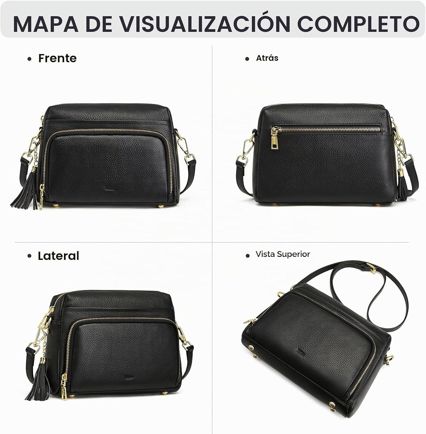 Kattee Bolso cruzado de cuero para mujer, pequeño, antirrobo, con c...