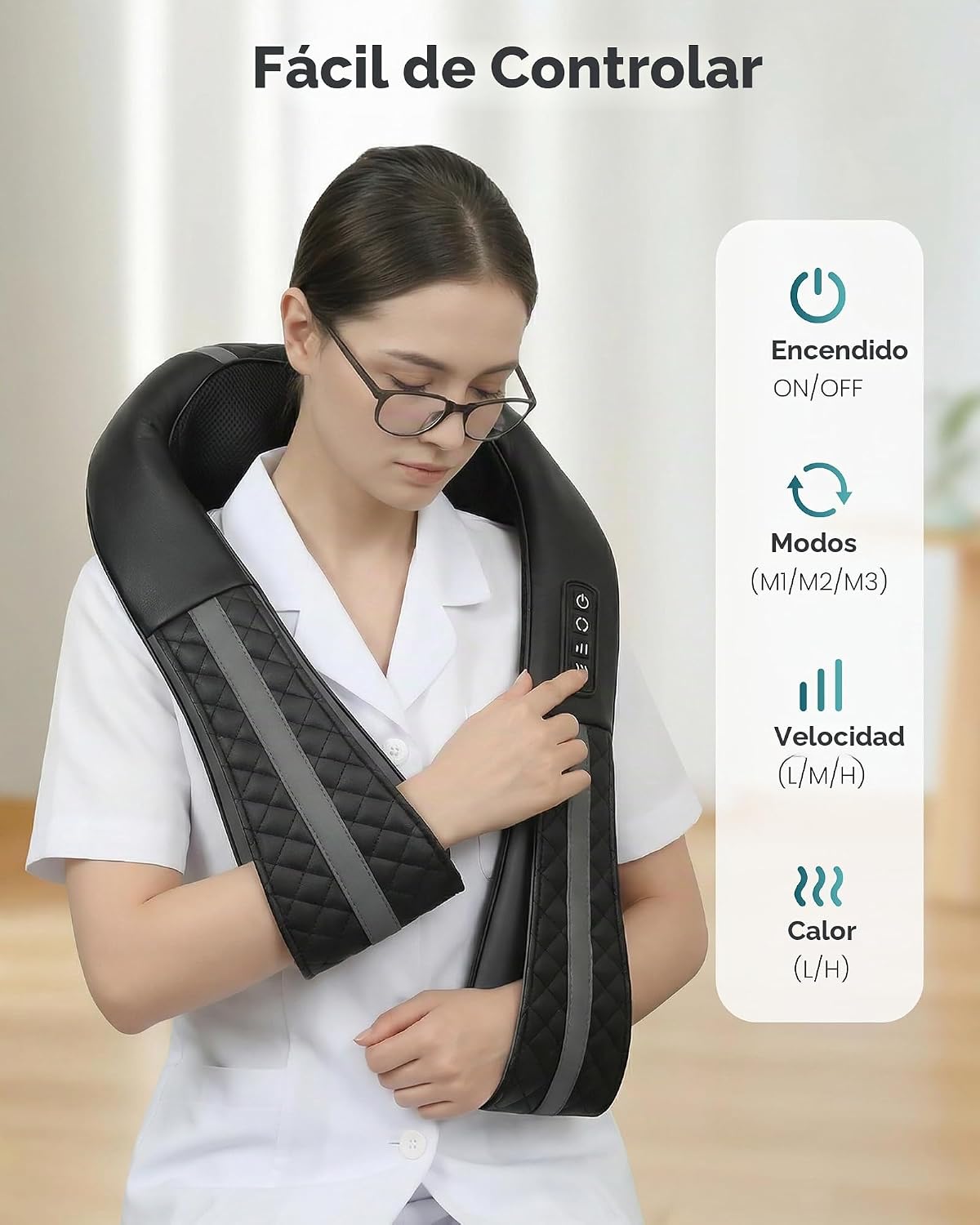 Snailax Masajeador de cuello inalámbrico con calor, masajeador de e...