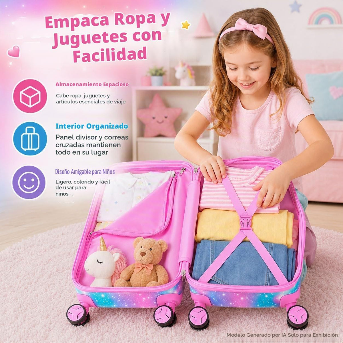 Equipaje para niños, juego de 2 piezas con ruedas giratorias de 360...