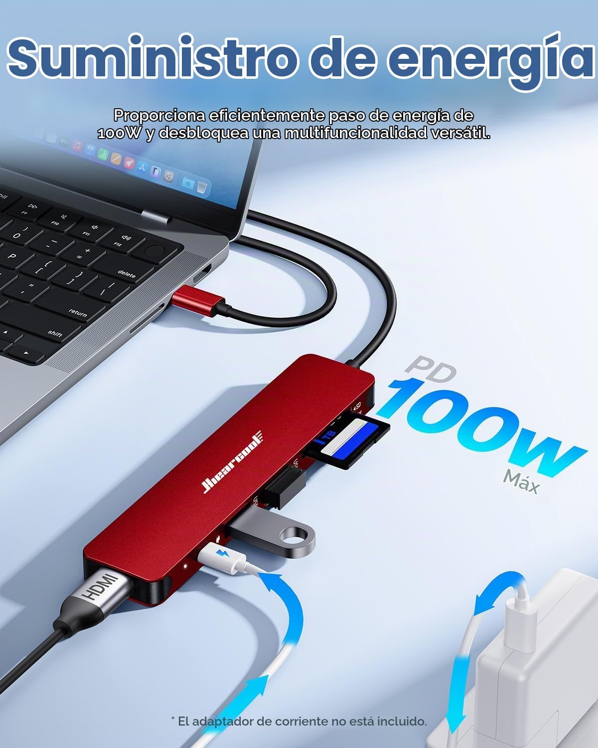 Hiearcool - Hub USB C 7 en 1, compatible con MacBook, color rojo os...