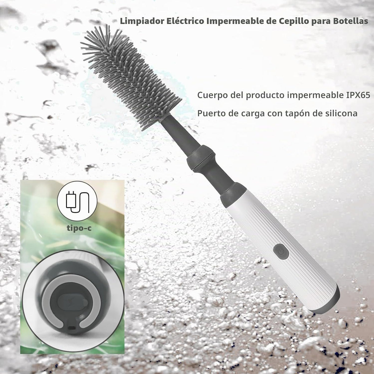 WHNL Juego de cepillos eléctricos para botellas, limpiador automáti...