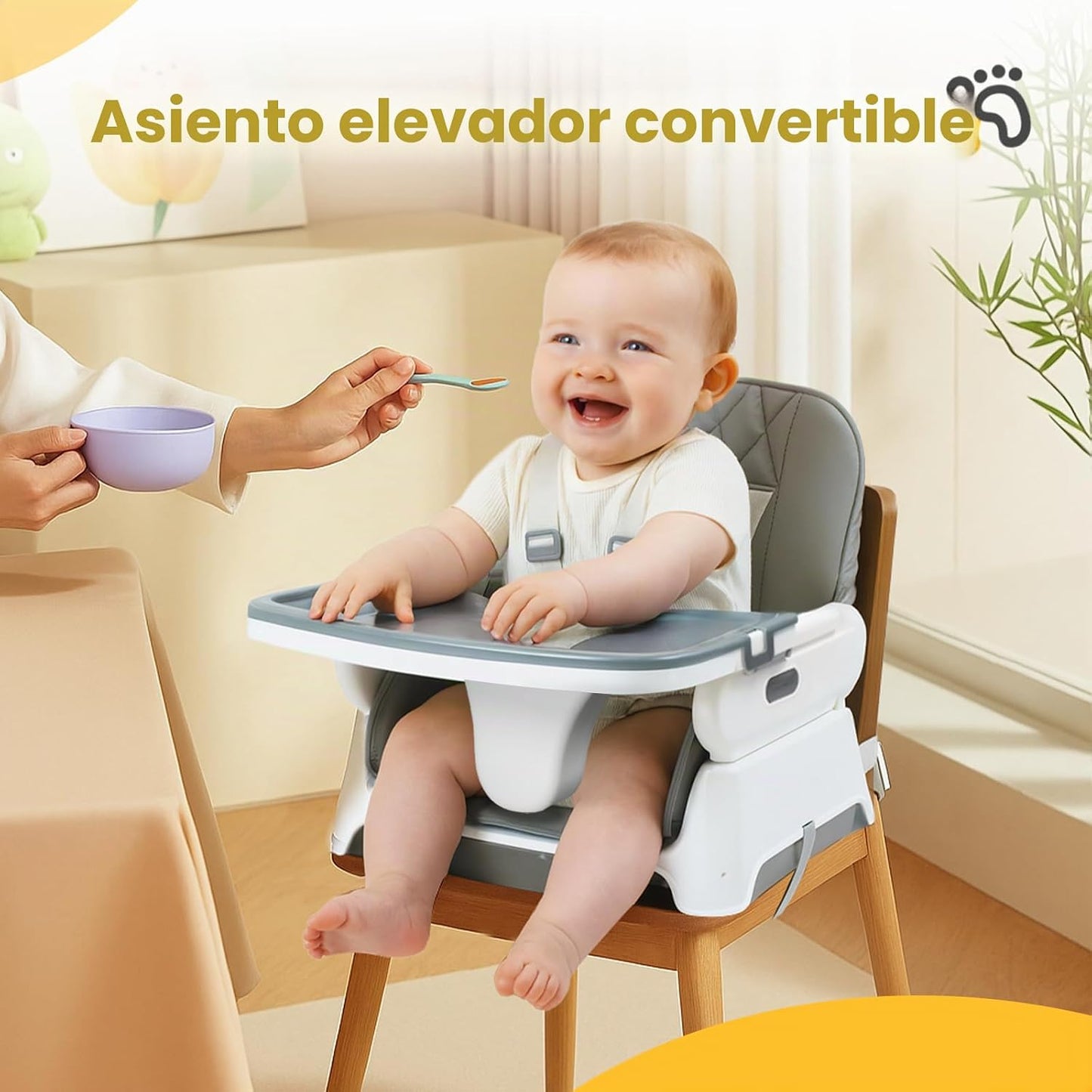 JOYMOR Silla Alta 5 en 1 para Bebés y Niños Pequeños, Silla Alta Po...