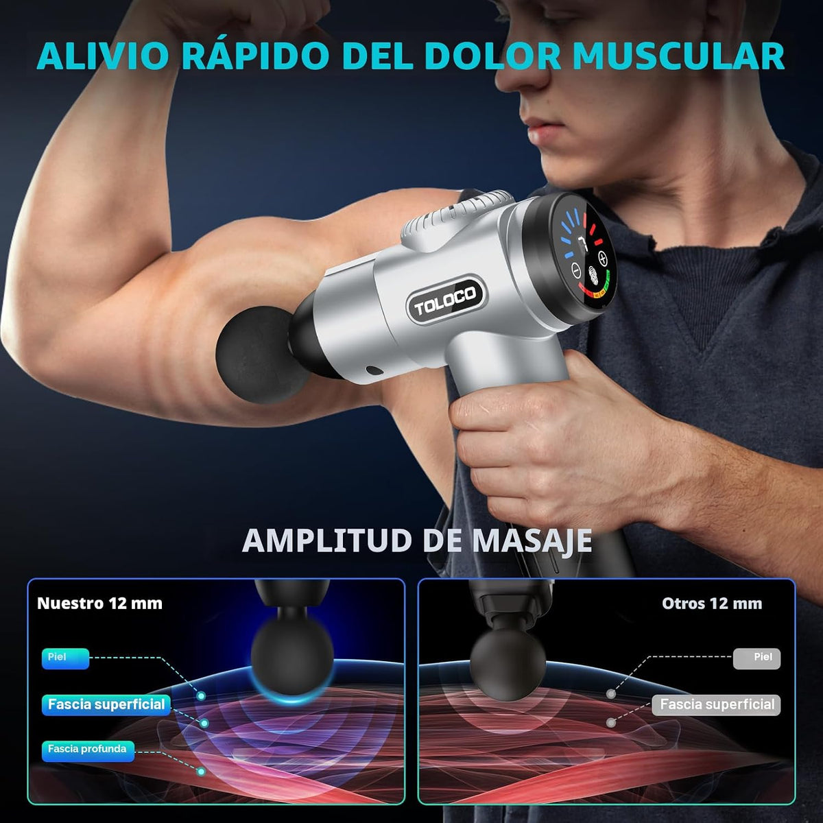TOLOCO - Pistola de masaje muscular de percusión para deportistas,...