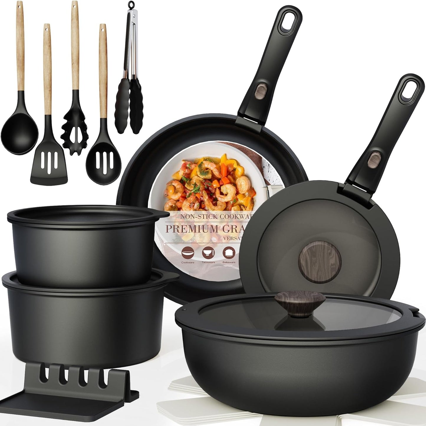 Astercook - Juego de utensilios de cocina de cerámica antiadherente...