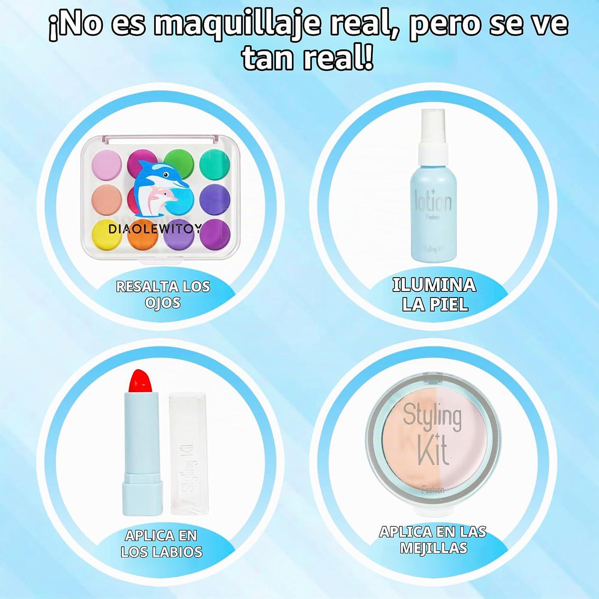 DIAOLEWITOY Kit de maquillaje de simulación para niñas, niños peque...