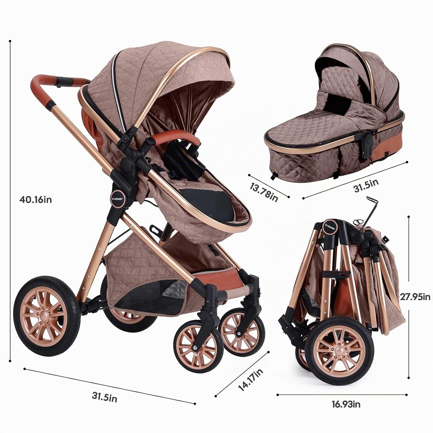 Cochildor DuraFlex - Cochecito de bebé 2 en 1, cochecito de viaje p...