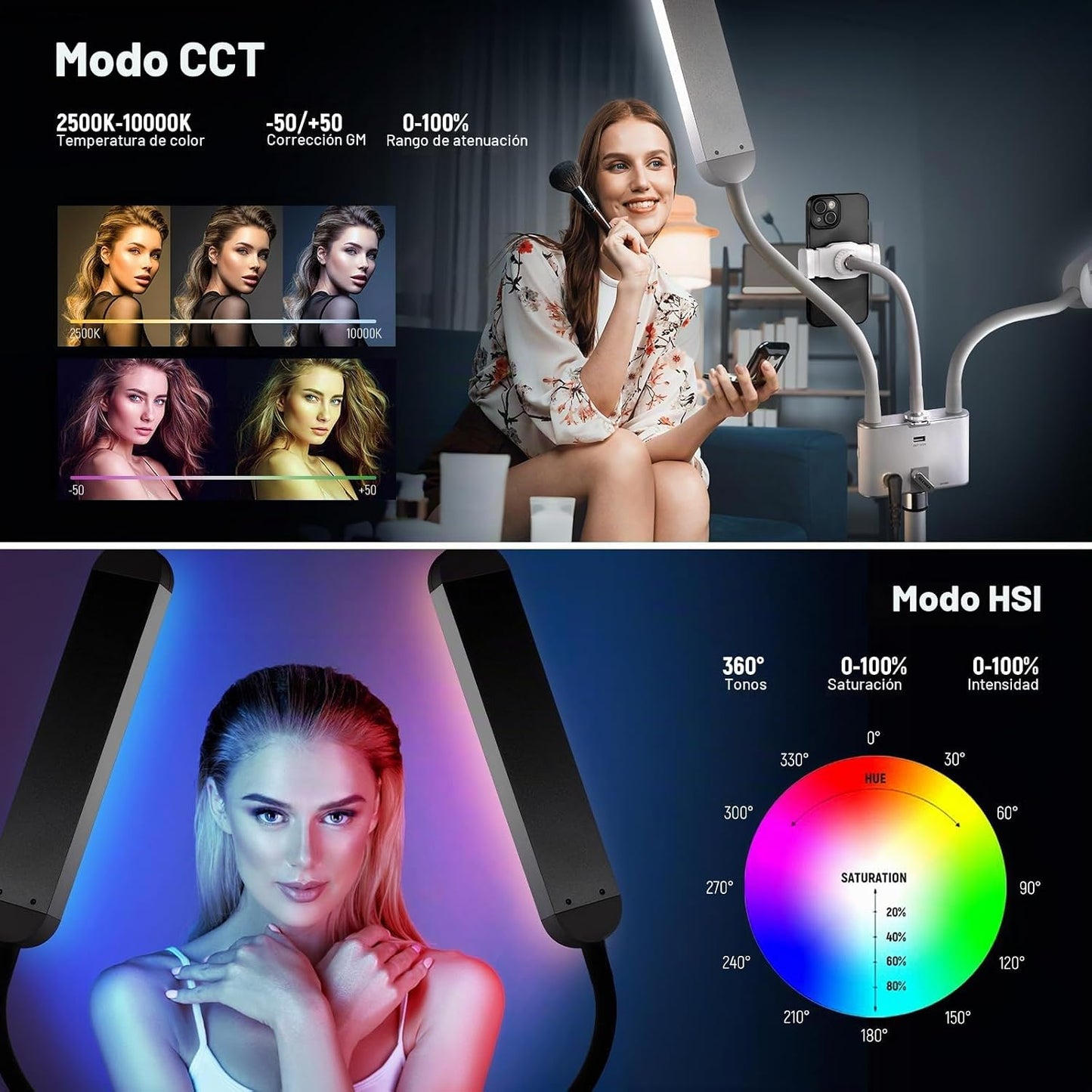 Kit de luz estética RGB NEEWER actualizado con control de aplicació...