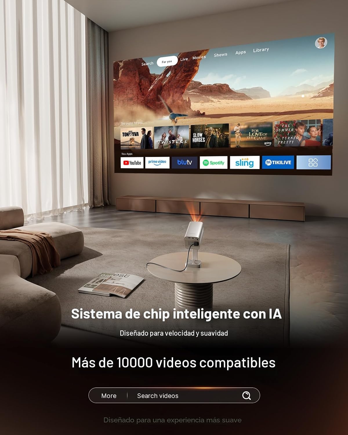 [Aplicación con licencia oficial y 2800 ANSI] Mini proyector con Wi...