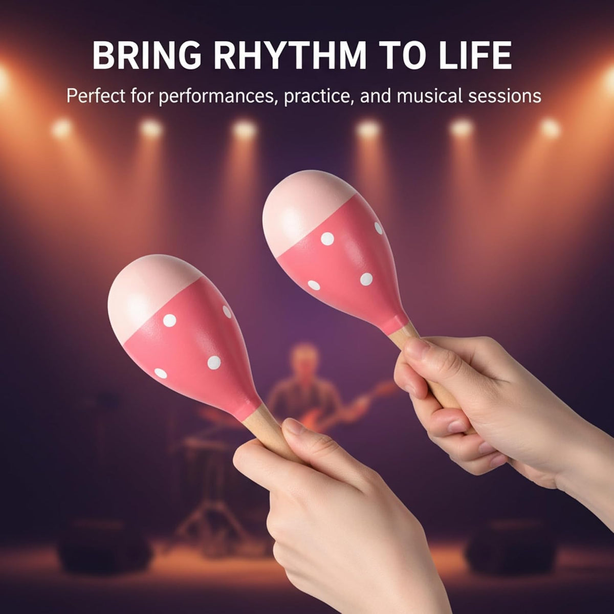 4 piezas Maracas, instrumento de maraca de madera de 9 pulgadas (ro...