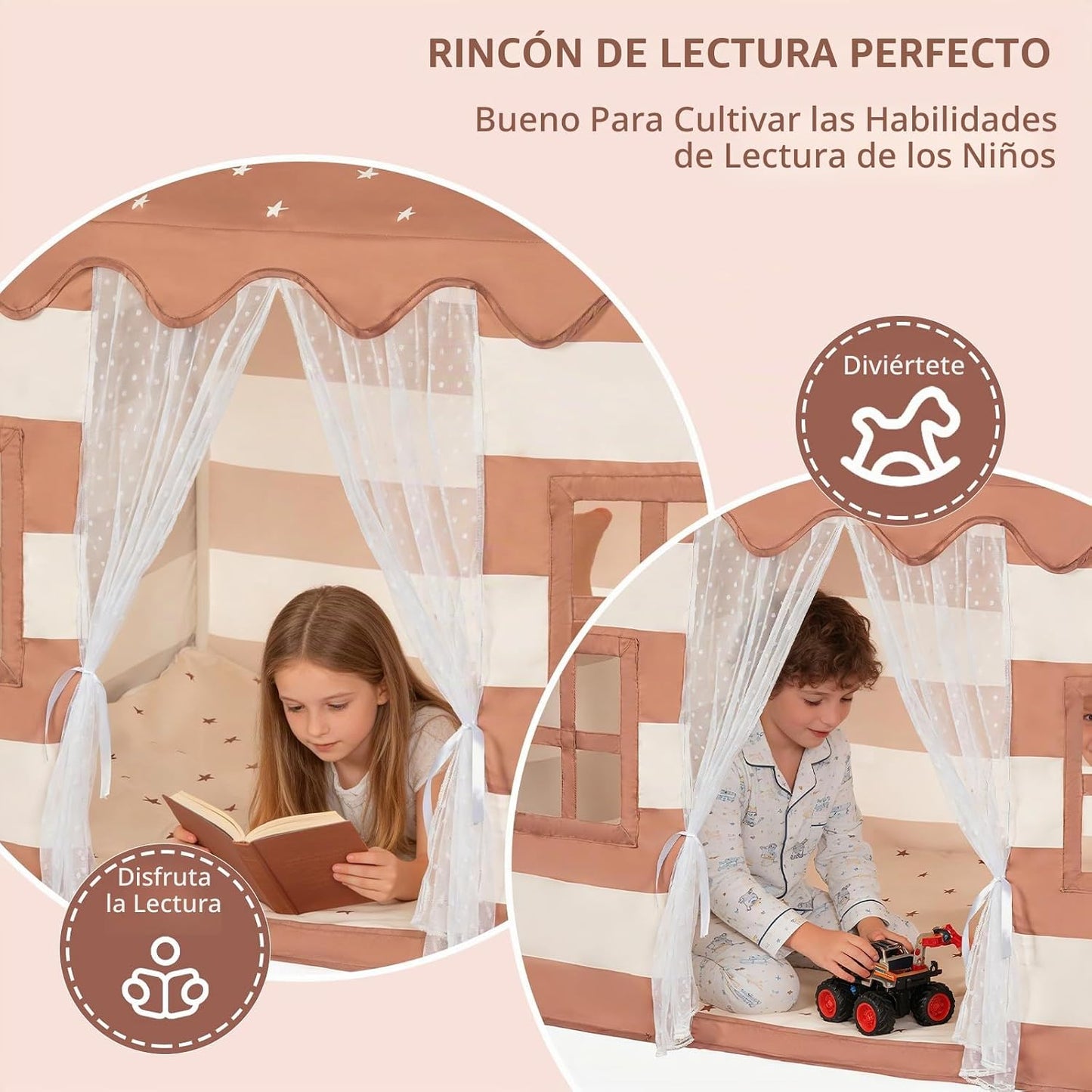 ROIWUIE Tienda de campaña grande para niños con alfombrilla acolcha...