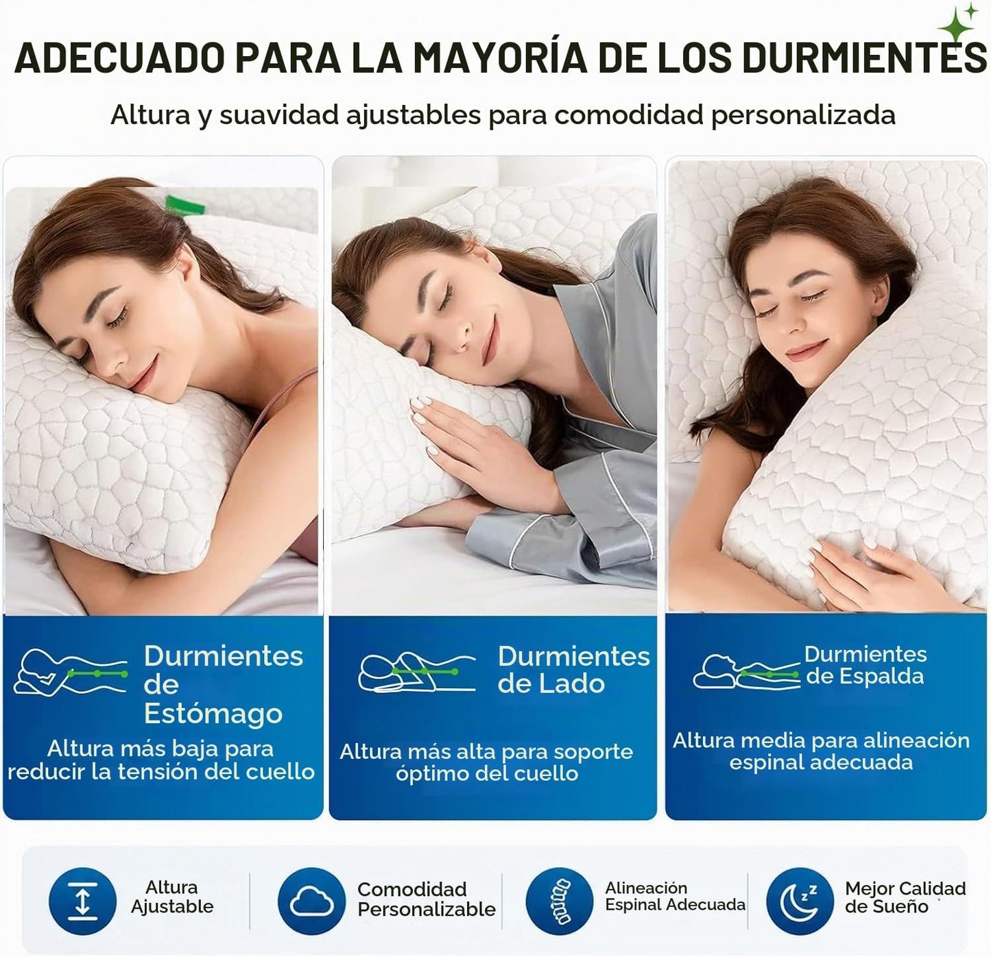 Juego de 2 almohadas refrescantes tamaño King, almohadas de espuma...