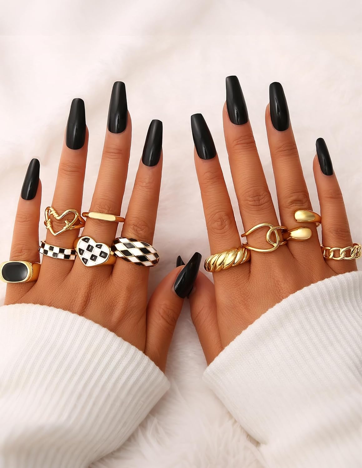 YEEZII Anillos Gruesos de Oro para Mujer Sin Deslustre, Anillo de P...