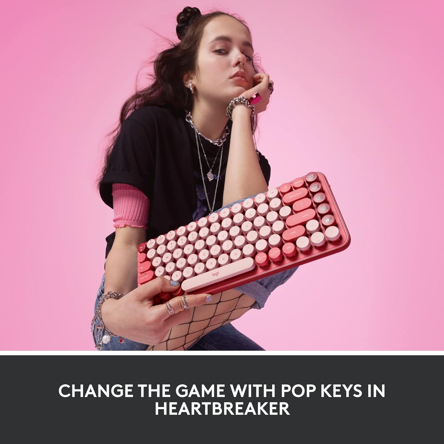 Logitech POP Keys Teclado mecánico inalámbrico con teclas Emoji - R...