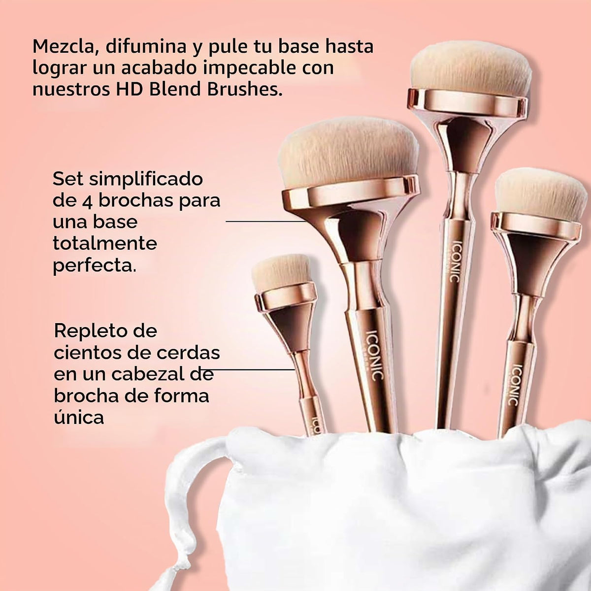 Juego de brochas de mezcla ICONIC LONDON HD | Brochas de maquillaje...