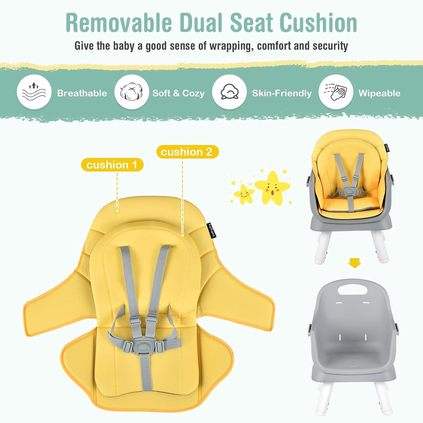 HONEY JOY Silla alta 8 en 1 para bebé, silla alta convertible para...