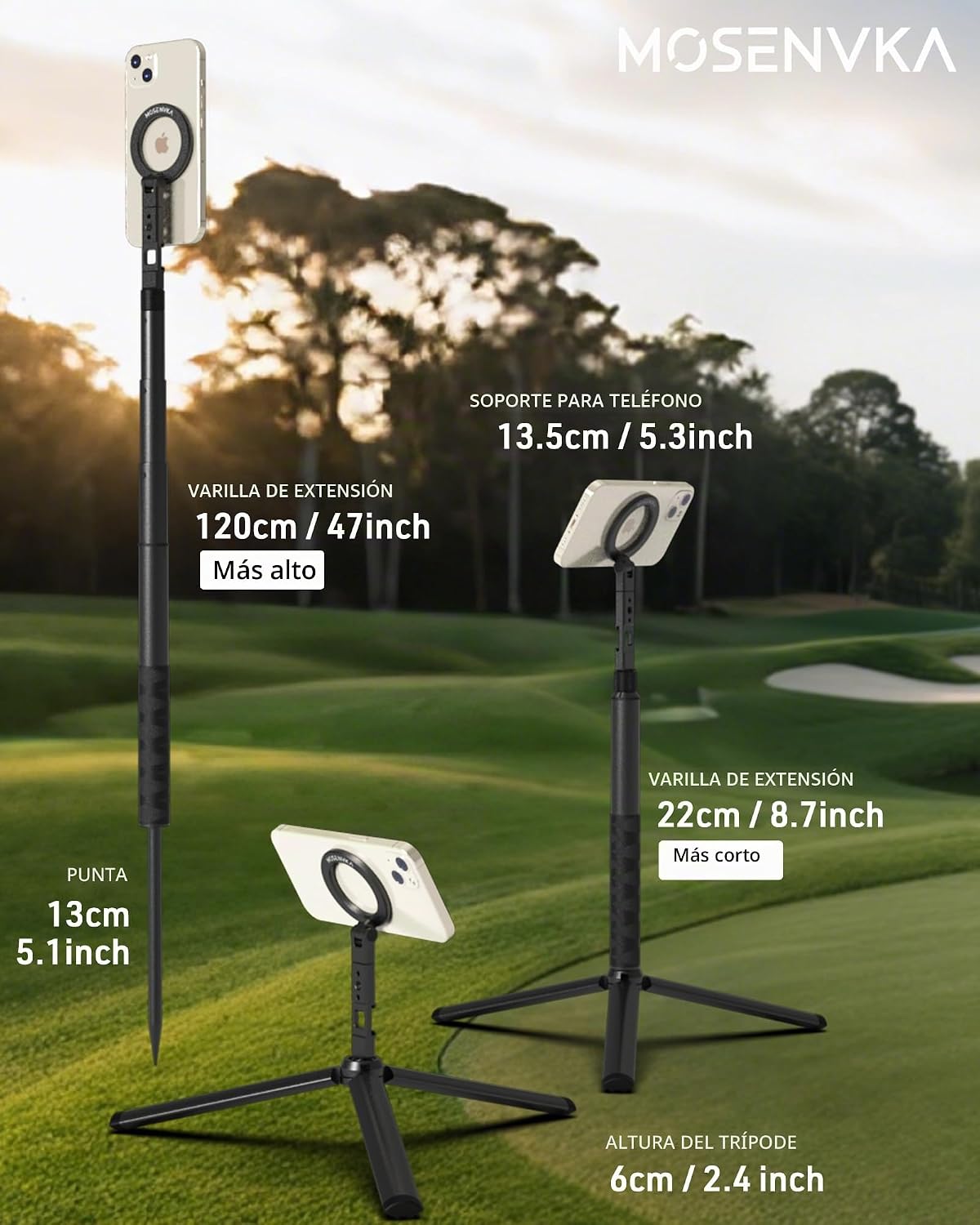 MOSENVKA Trípode de golf y monopié magnético para teléfono, trípode...