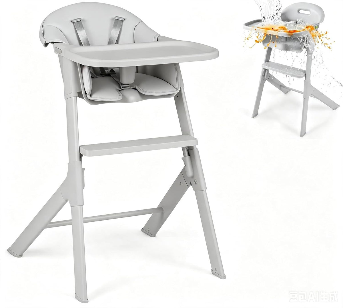 INFANS Silla alta para bebé, sillas altas lavables de cuerpo comple...