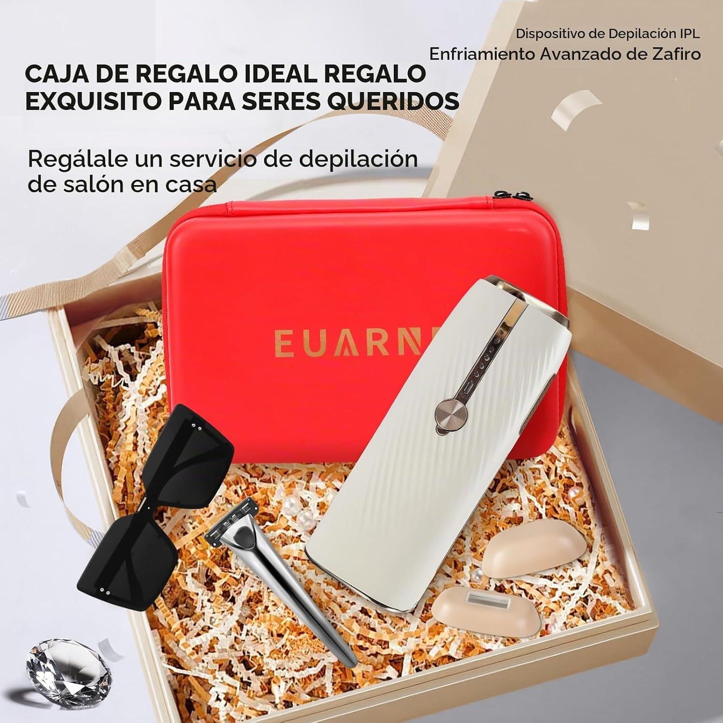 EUARNE Depilación láser IPL para mujeres, enfriamiento de hielo, ef...