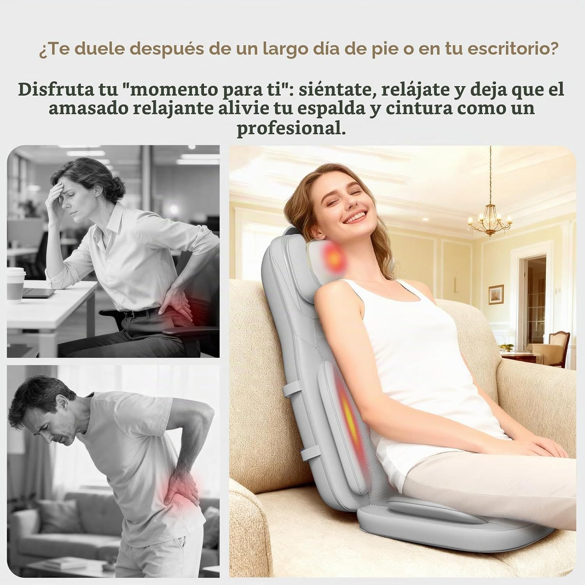 Rainwolf Cojín de Masaje Shiatsu para Cuello y Espalda con Calor -...