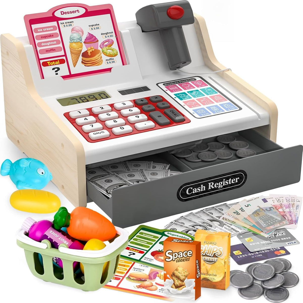 Maysida - Caja registradora para niños con escáner, juguetes de con...