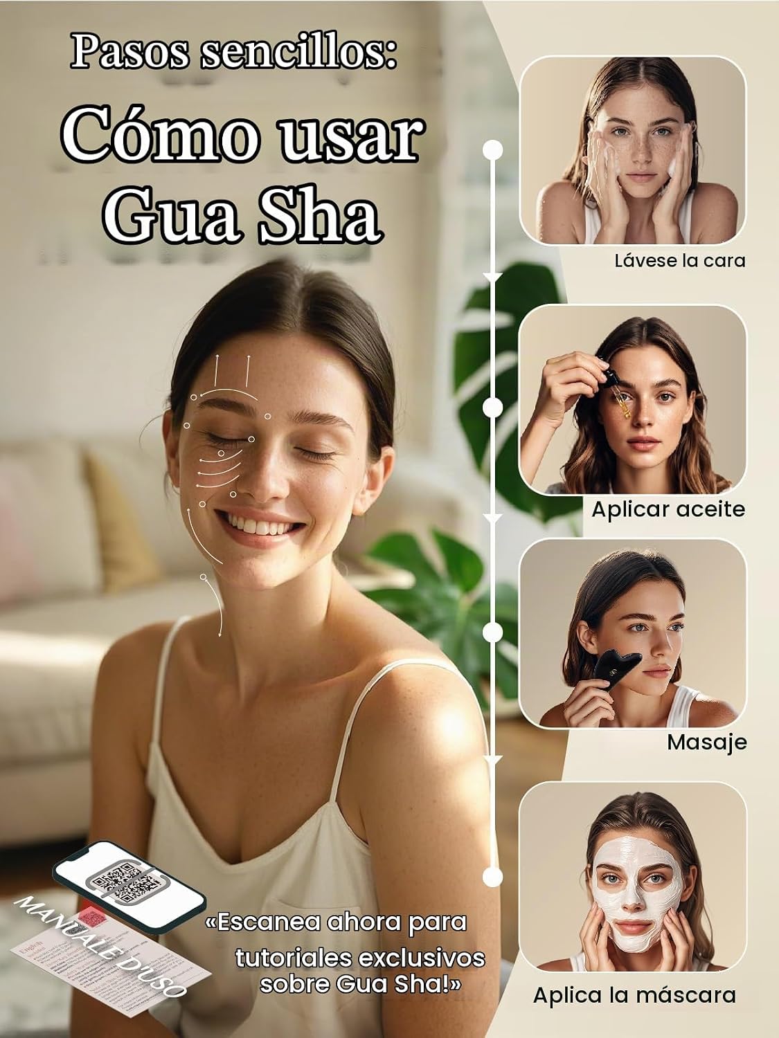 Rena Chris Gua Sha Herramientas faciales, herramienta Guasha de obs...