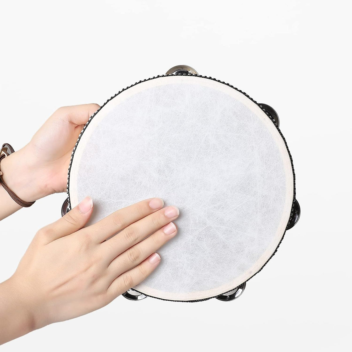 Panderetas de 8 pulgadas para adultos, tambor de mano de madera con...