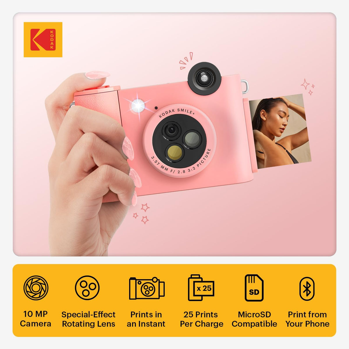 Kodak Smile+ Cámara digital de impresión instantánea 2 en 1 e impre...