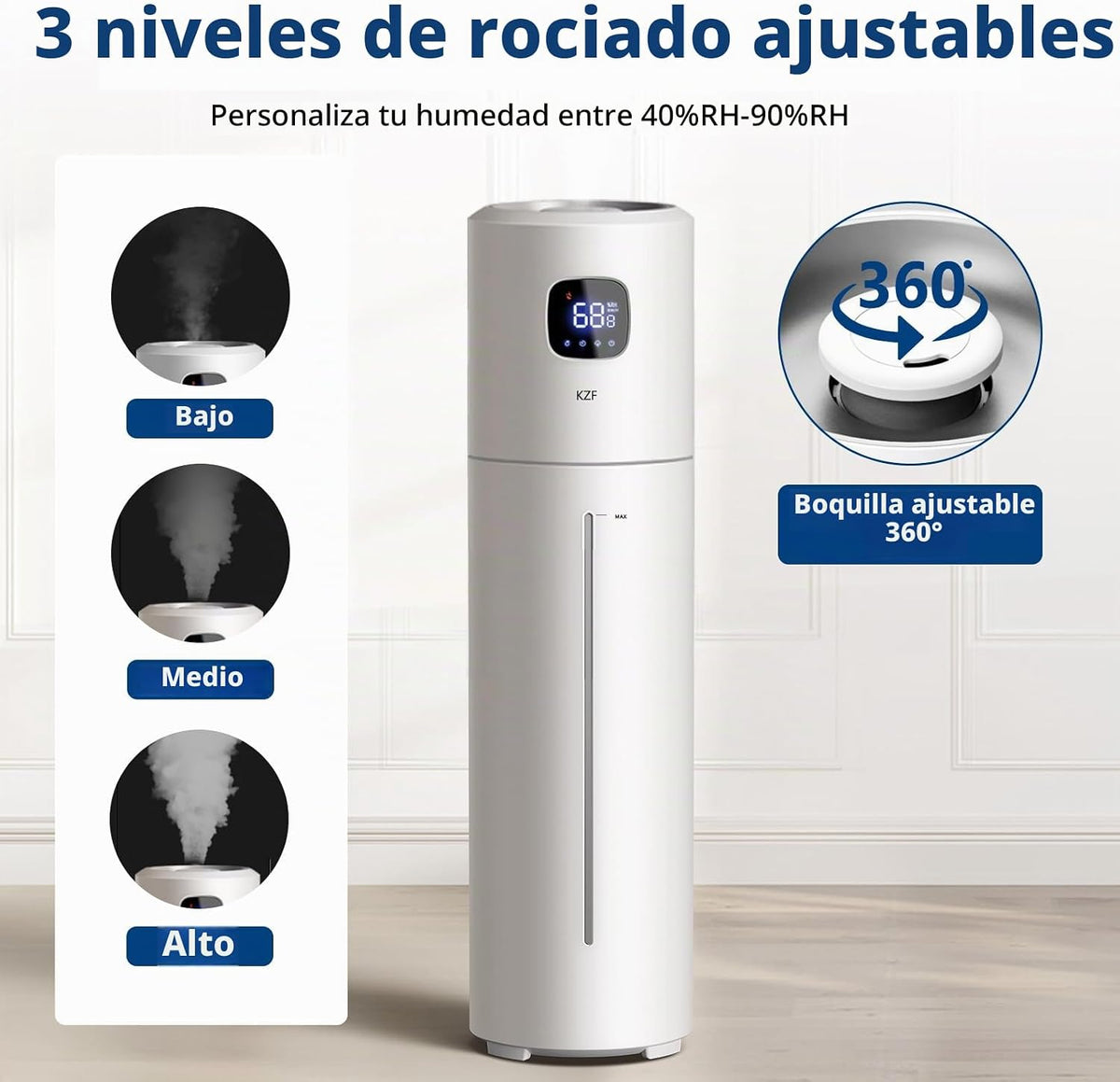 KZF Humidificador grande para dormitorio | Función de llenado super...