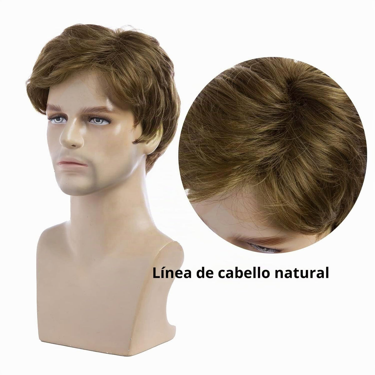 Baruisi Pelucas para Hombres Cortas Peluca Marrón Claro Sintética R...