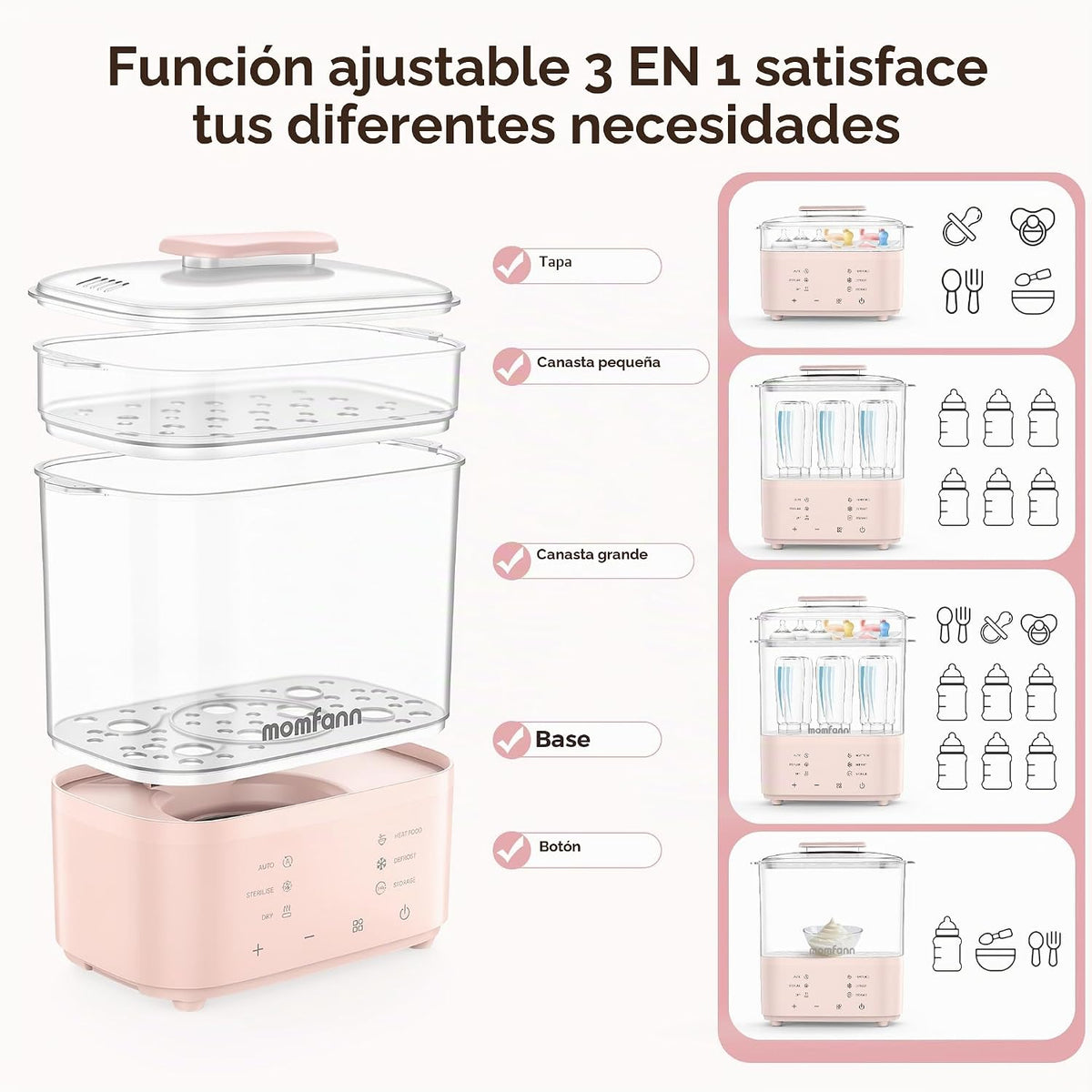 MOMFANN Esterilizador y secador de biberones para biberones, chupet...