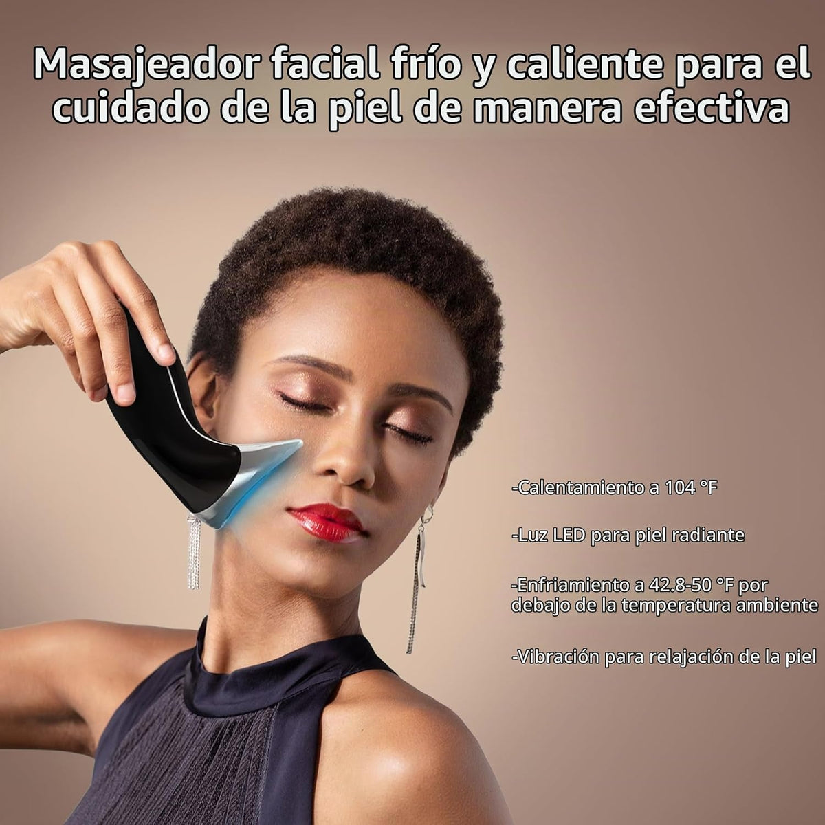 Masajeador facial, dispositivo de cuello de cara y luz roja con aju...