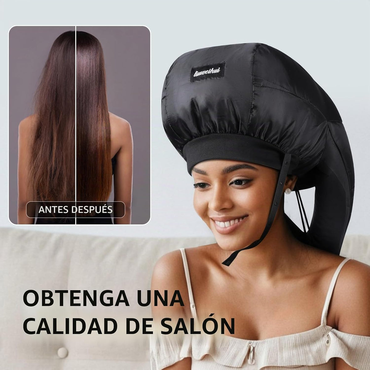 Secador de Pelo con Gorro, Difusor de Pelo Ideal para Cabello Rizad...