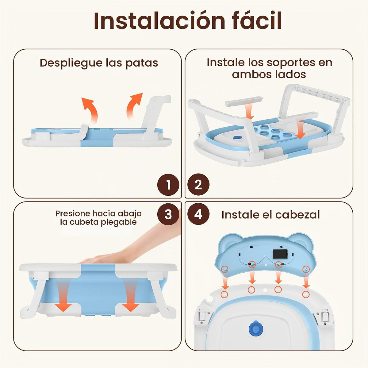Kerbwry Bañera para bebé, bañera plegable para recién nacidos a niñ...