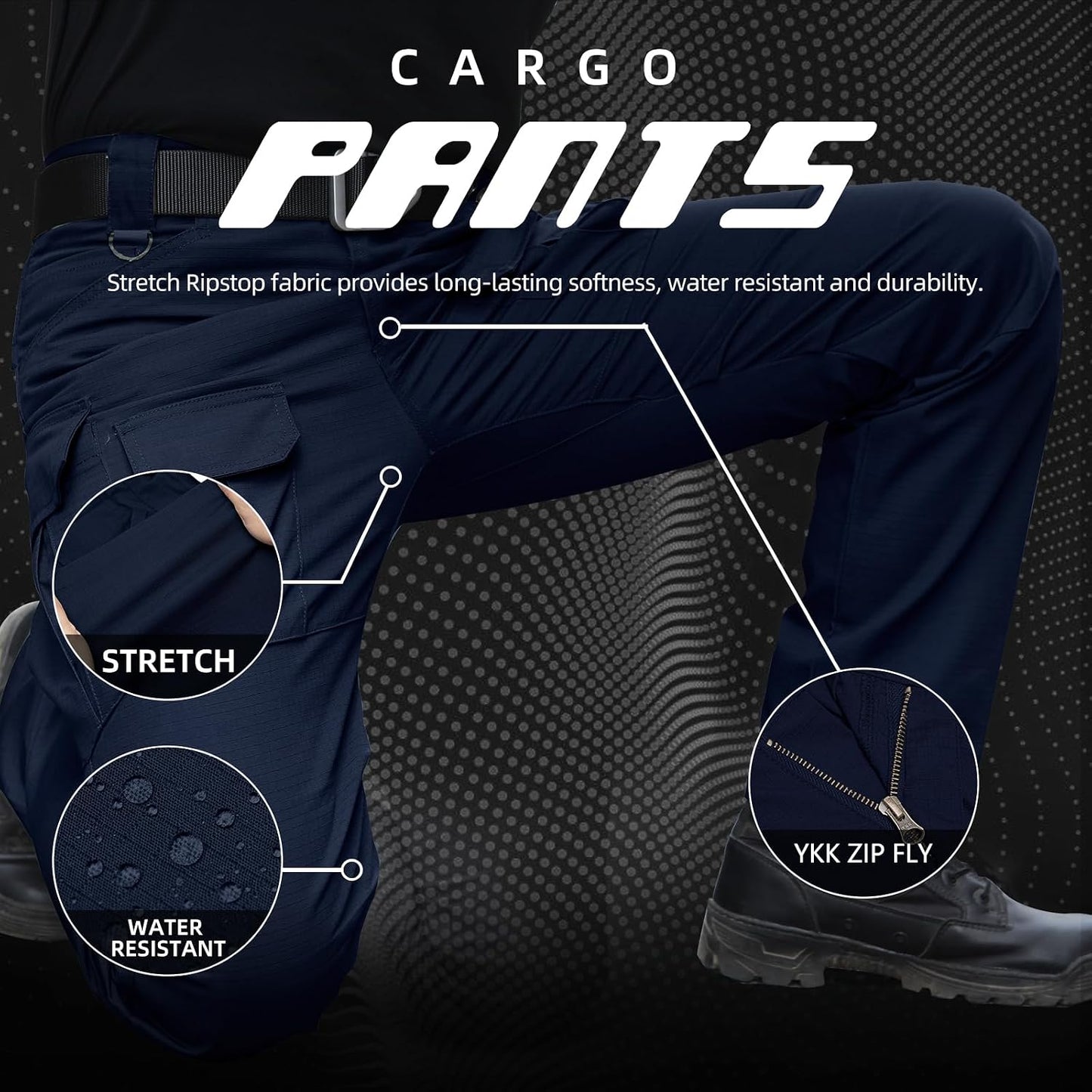 Hiwise Pantalones tácticos elásticos para hombre, resistentes al ag...