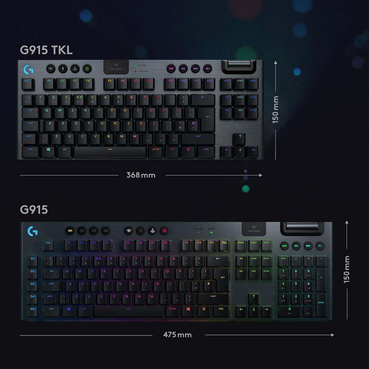 Logitech G915 TKL Tenkeyless Lightspeed Teclado mecánico inalámbric...
