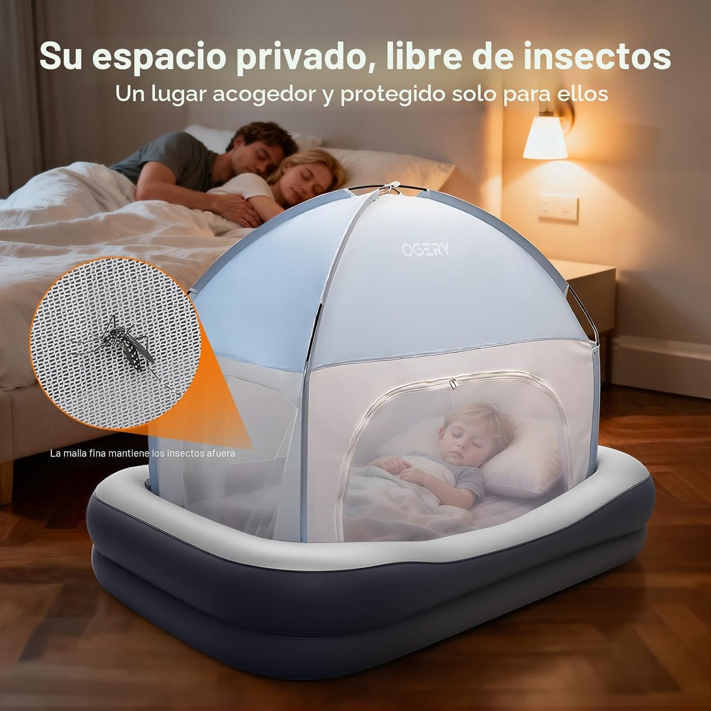 Cama de viaje inflable para niños pequeños OGERY con tienda de camp...