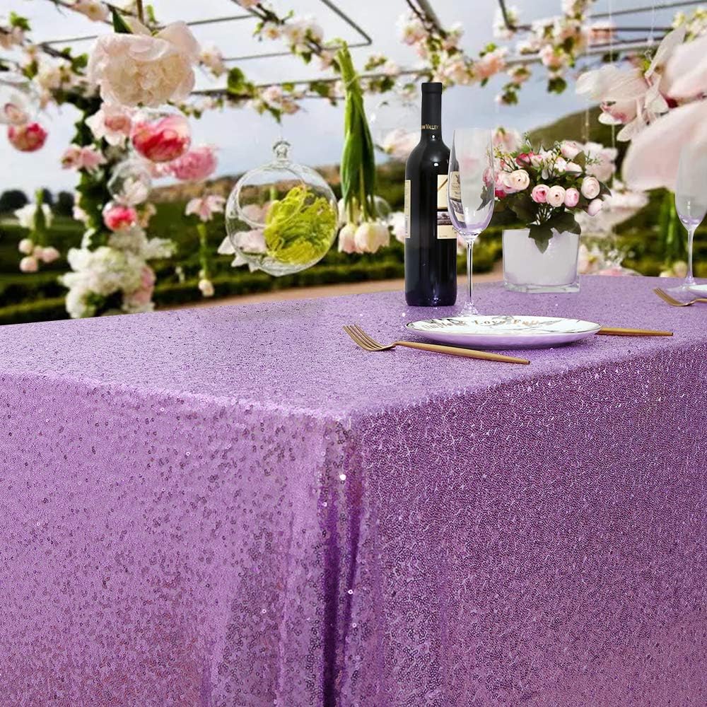 B-COOL Mantel de lentejuelas de lavanda, color lila, mantel de lent...