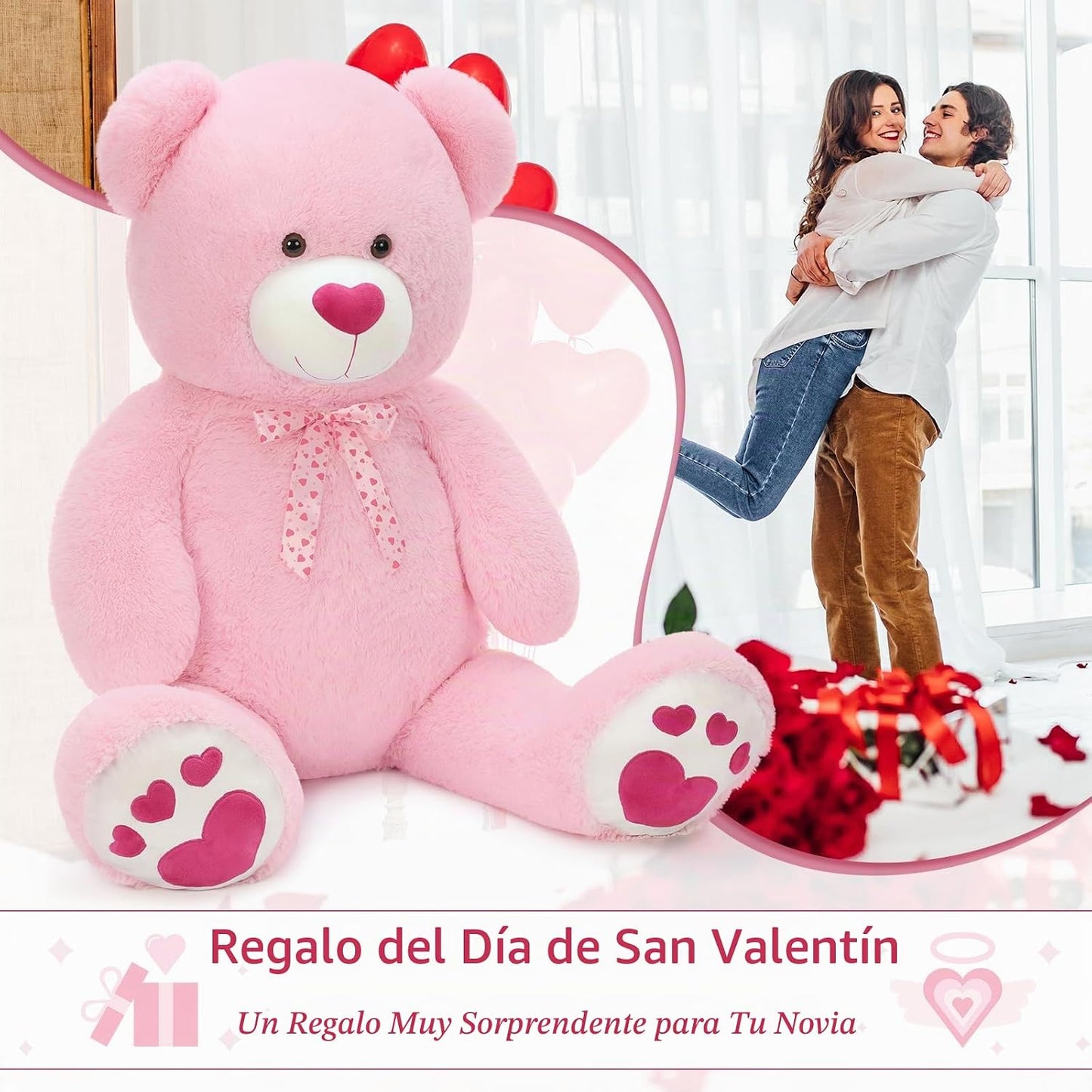 Tezituor - Oso de peluche gigante de 52 pulgadas con corazón, oso r...