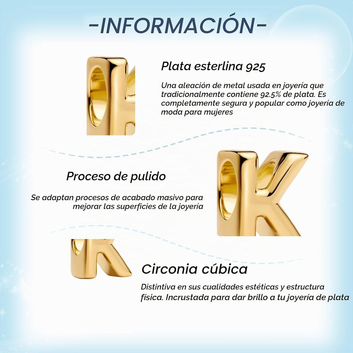 YUMINN Dijes dorados de la A a la Z para pulseras de plata esterlin...