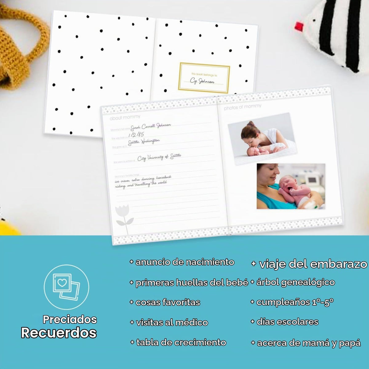 Pearhead Hello Baby First 5 Years Libro de Recuerdos, Recuerdo de B...