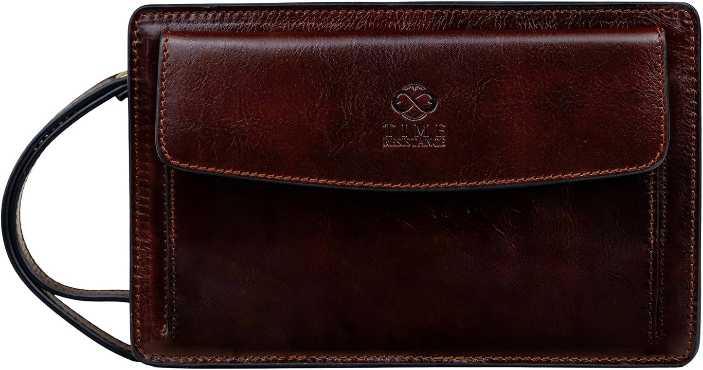 Time Resistance Bolso de mano de cuero para hombre, organizador de...