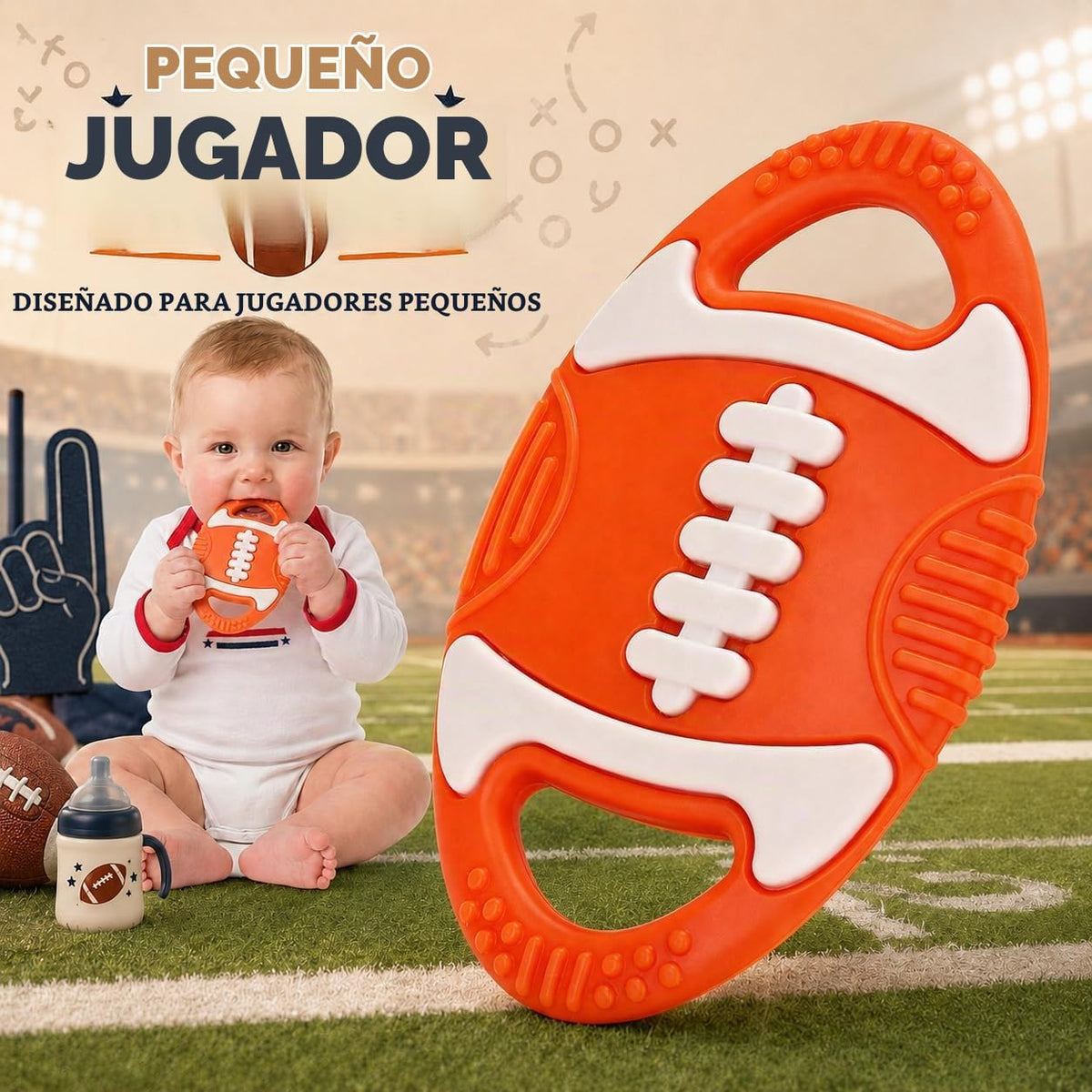 Juguetes de dentición para bebés de silicona con temática de fútbol...